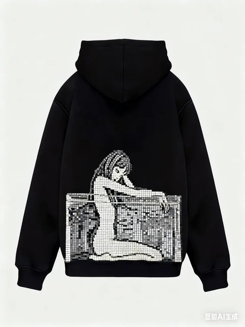 Vintage Harajuku Print Oversized Hoodie